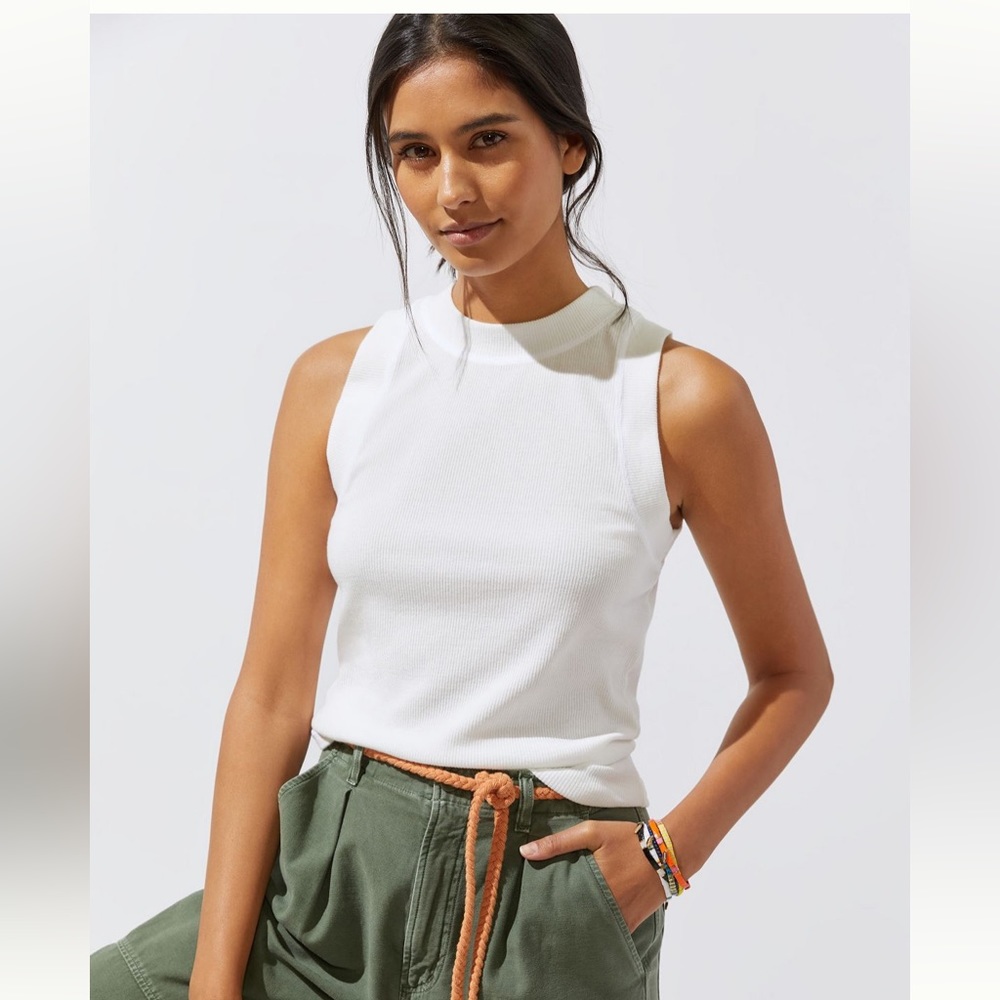 Anthropologie T.La by Sybil high neck tank white